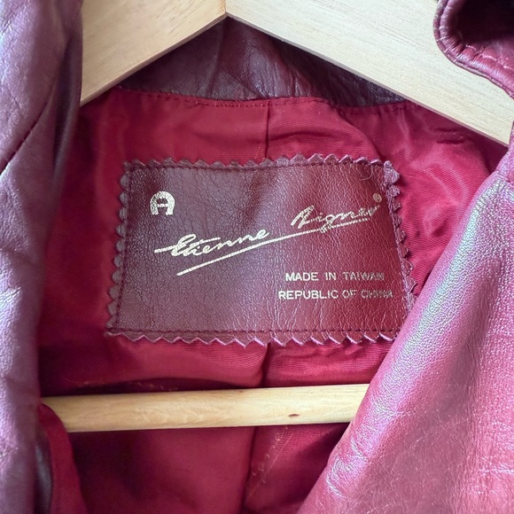 Vintage Leather Trench Coat Eitenne Aigner Burgundy Long Jacket 10 - Picture 4 of 17